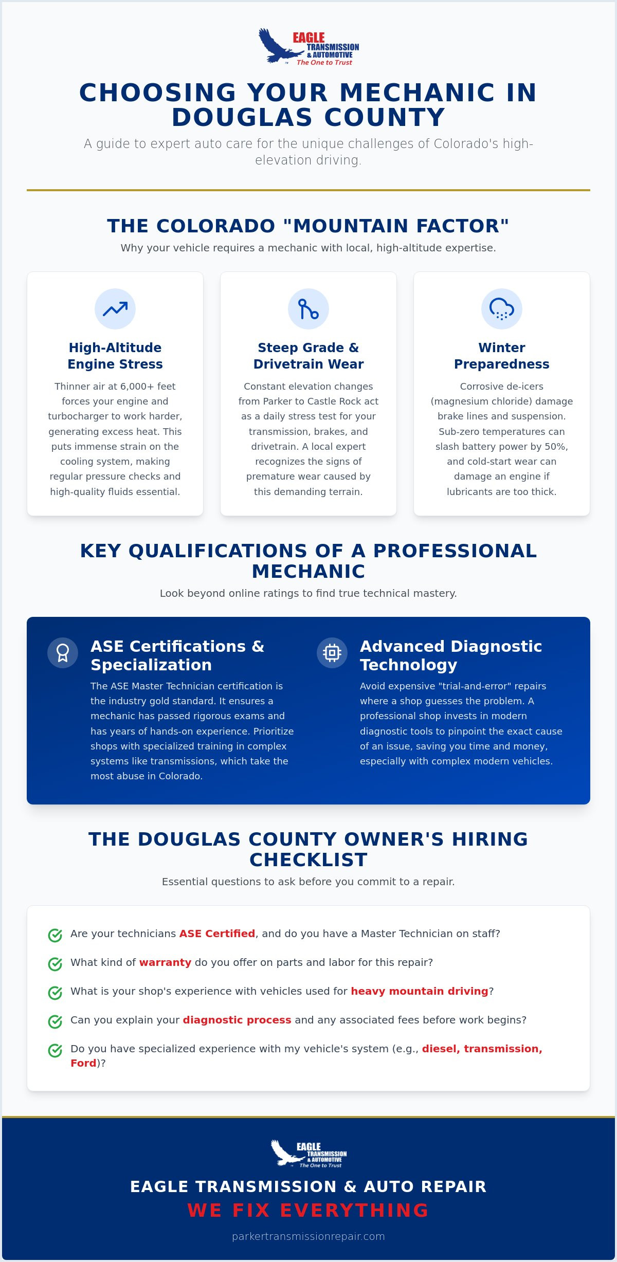 How to Choose the Best Mechanic in Douglas County, CO: A 2026 Buying Guide